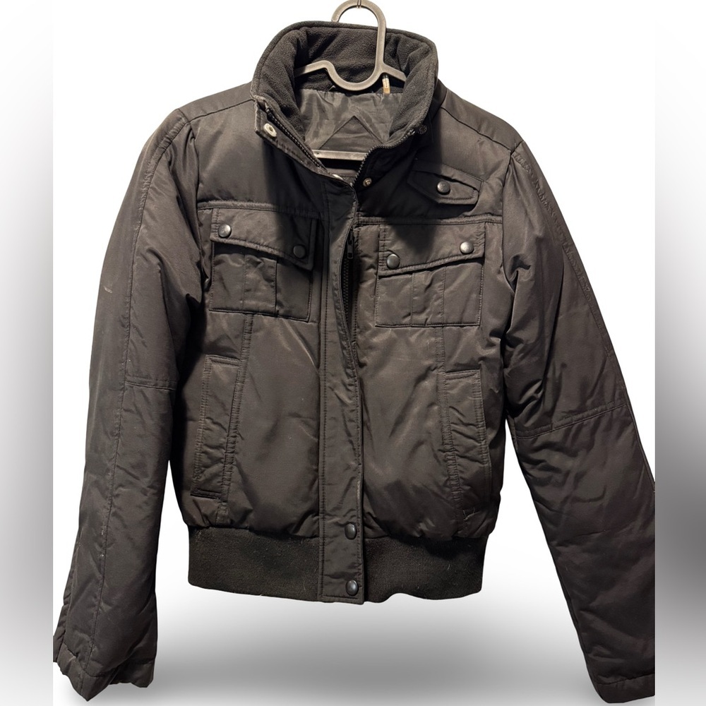 Black Rivet Puffer Coat w/ 4 Pockets